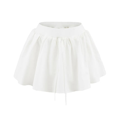 Solid Mini Skirt with Cinched Waistband
