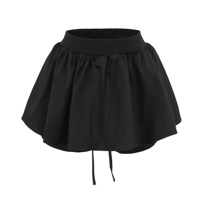 Solid Mini Skirt with Cinched Waistband