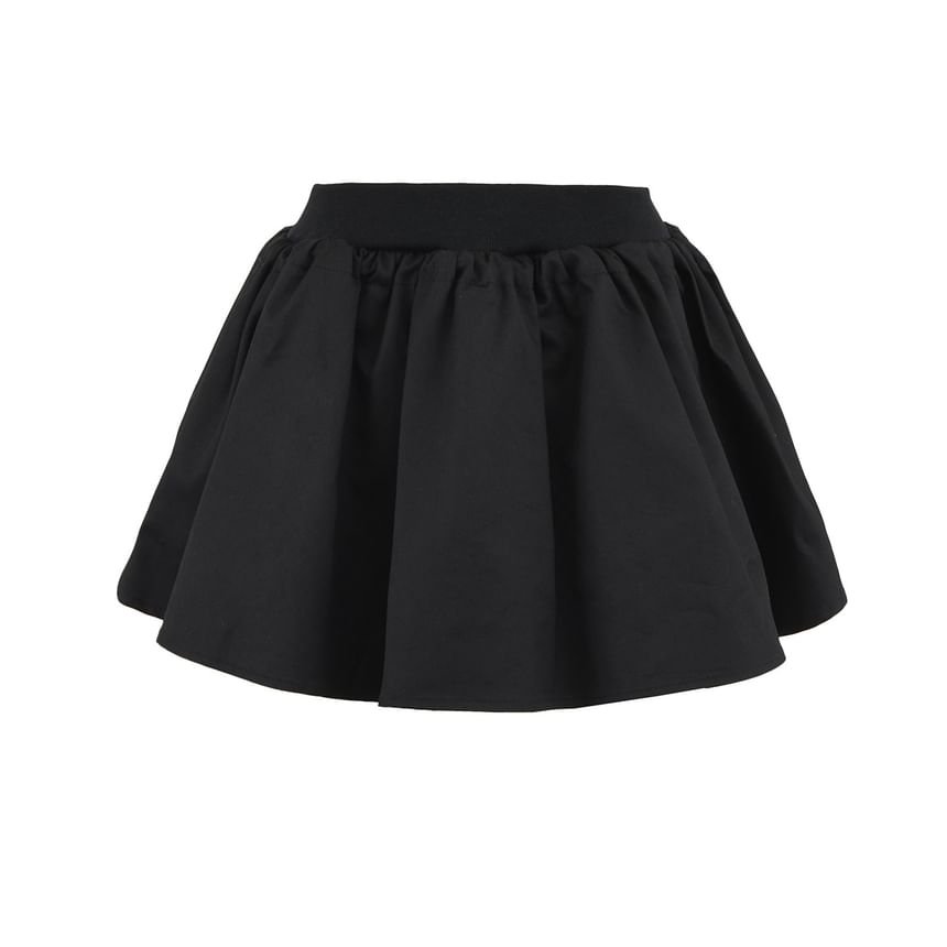Solid Mini Skirt with Cinched Waistband