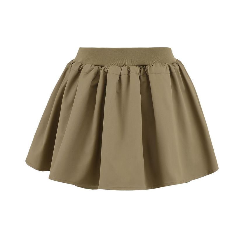 Solid Mini Skirt with Cinched Waistband