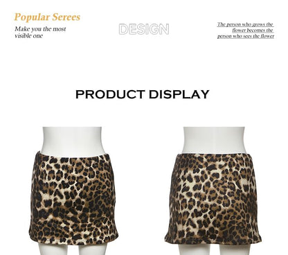 Leopard Print Mid Rise Pencil Mini Skirt