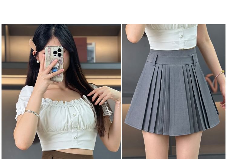 Elevated Pleated Micro Skirt with Smooth Fabric