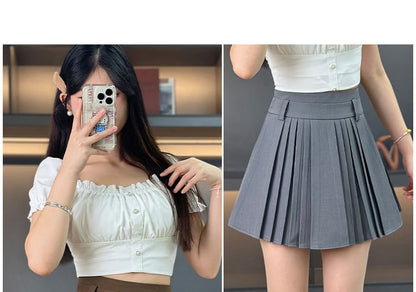 Elevated Pleated Micro Skirt with Smooth Fabric