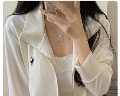 Collared Logo Zip Jacket & High Rise Mini A-Line Skirt Set