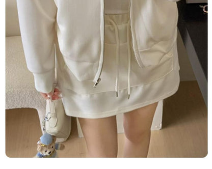 Collared Logo Zip Jacket & High Rise Mini A-Line Skirt Set