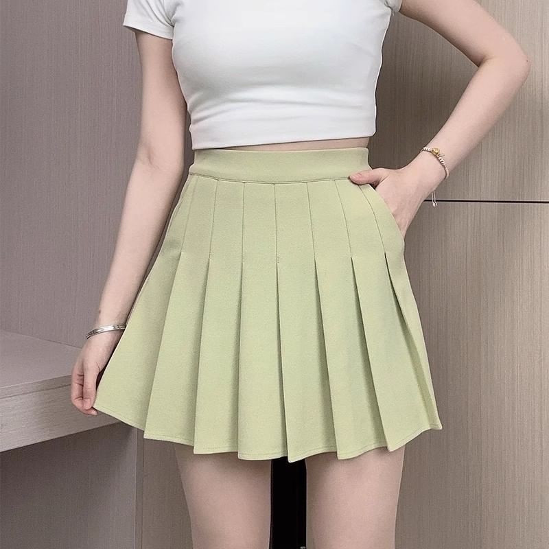 Pleated High Rise Mini A-Line Skirt with Multiple Patterns