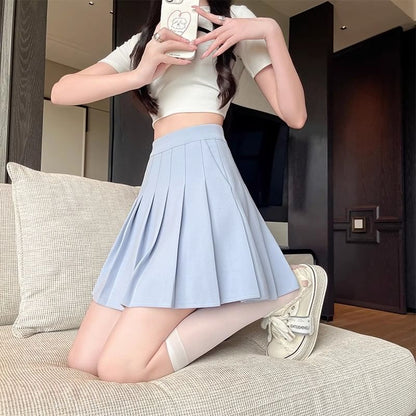 Pleated High Rise Mini A-Line Skirt with Multiple Patterns