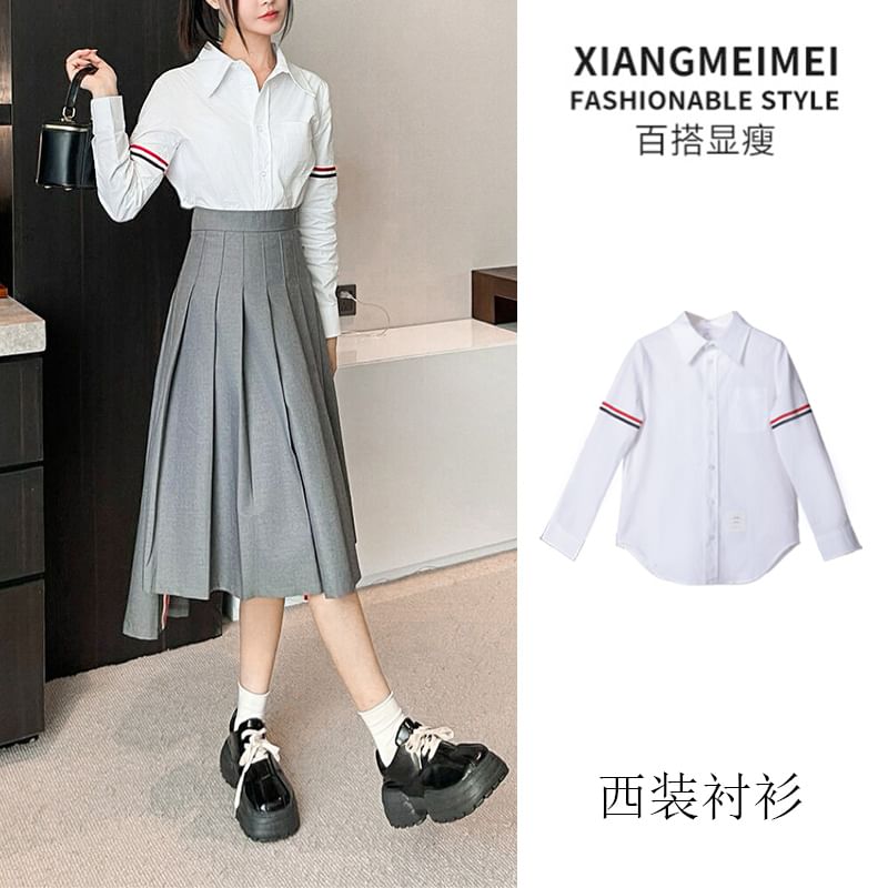 Asymmetrical Pleated High Waist Midi A-Line Skirt