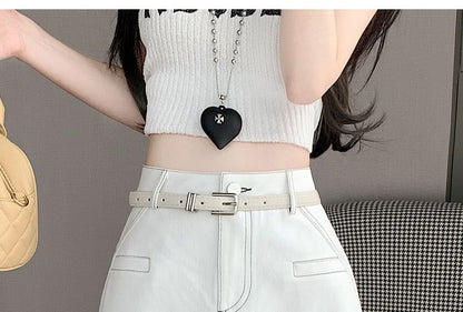 Contrast Stitch Denim Mini Skirt with High Rise