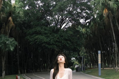 Lace V-Neck Spaghetti Strap A-Line Dress Jacket