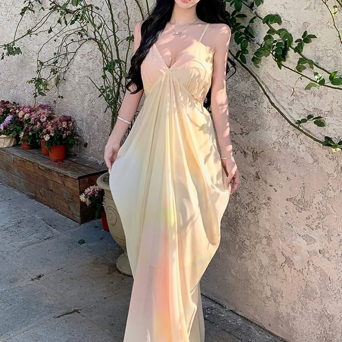 Tie Dye Spaghetti Strap Sheath Maxi Dress