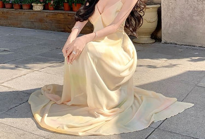 Tie Dye Spaghetti Strap Sheath Maxi Dress