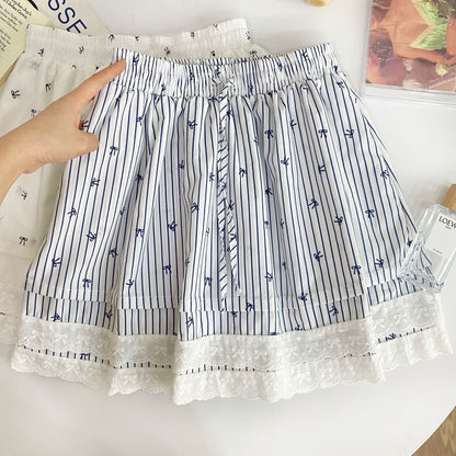 Lace-Trimmed High Waist Mini Skirt