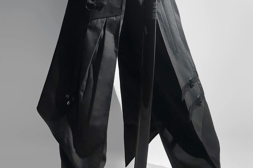 Vest with Buckled Zip, Wide-Leg Pants, Panel Skirt, Belt Set