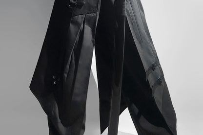 Vest with Buckled Zip, Wide-Leg Pants, Panel Skirt, Belt Set