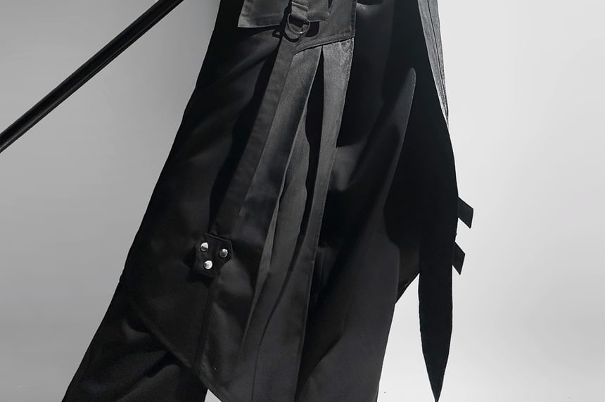 Vest with Buckled Zip, Wide-Leg Pants, Panel Skirt, Belt Set