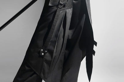 Vest with Buckled Zip, Wide-Leg Pants, Panel Skirt, Belt Set