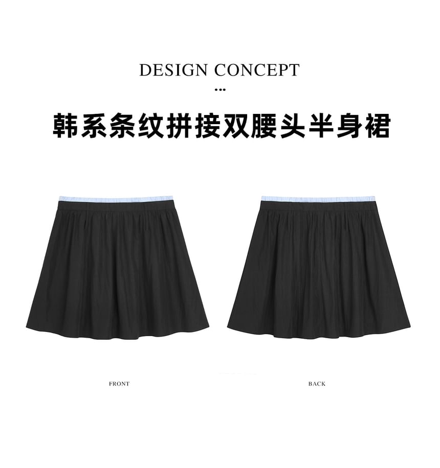 Plus Size Solid A-Line Mini Skirt with High Waist