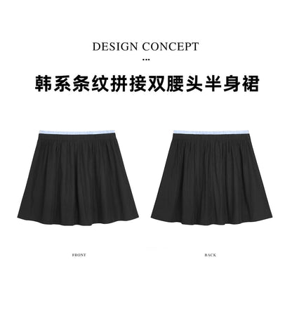 Plus Size Solid A-Line Mini Skirt with High Waist