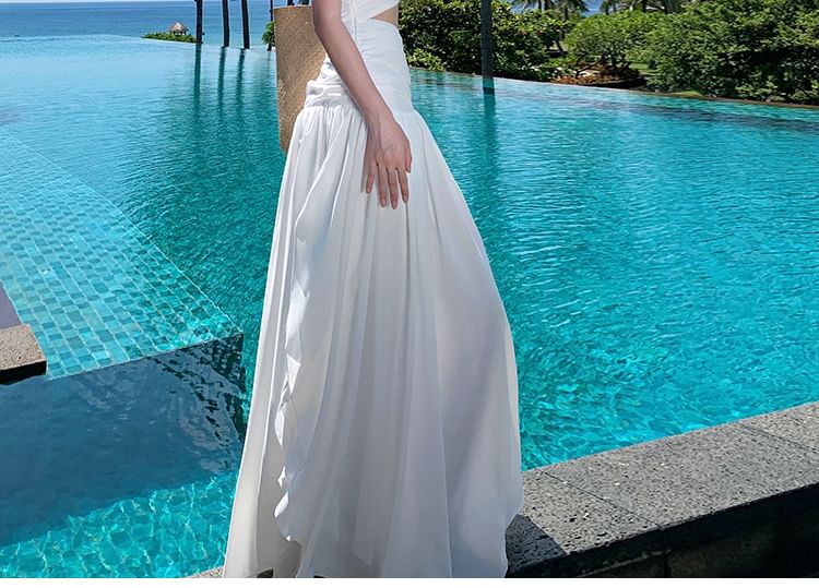 Cutout One-Shoulder Sleeveless A-Line Maxi Dress