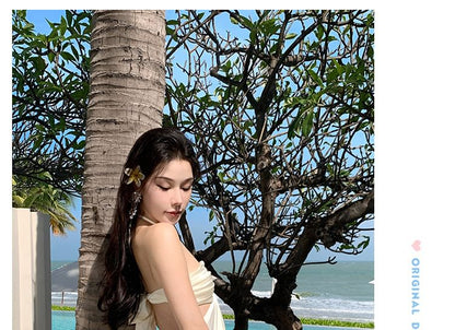 Open Back Slit Halter A-Line Maxi Dress