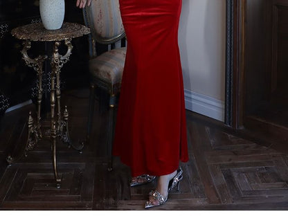 Twist Strapless Corset Mermaid Maxi Dress