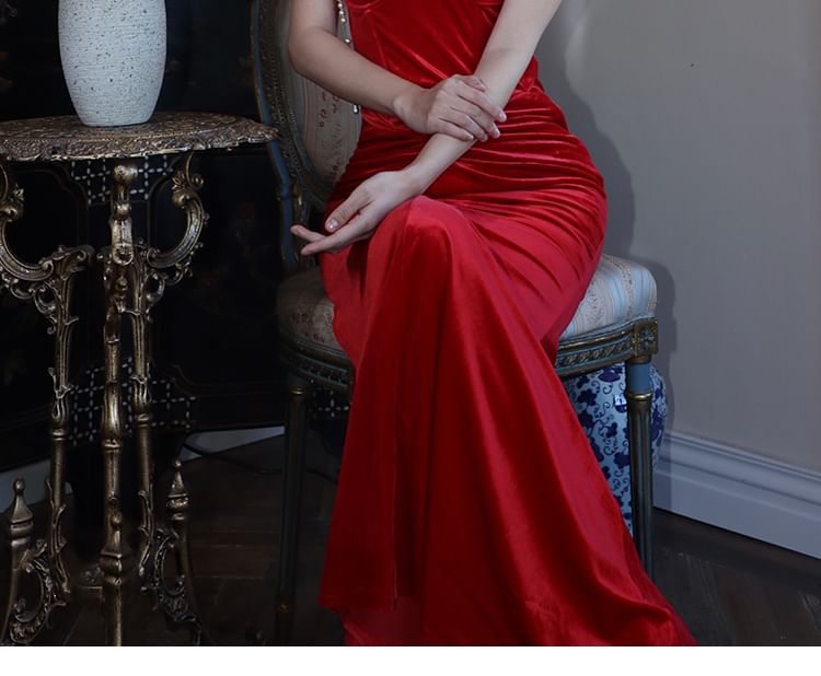 Twist Strapless Corset Mermaid Maxi Dress