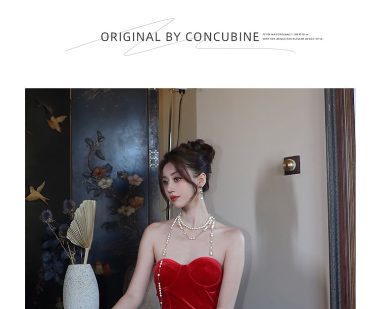 Twist Strapless Corset Mermaid Maxi Dress