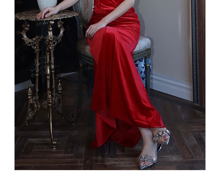 Twist Strapless Corset Mermaid Maxi Dress