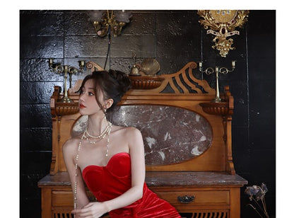 Twist Strapless Corset Mermaid Maxi Dress