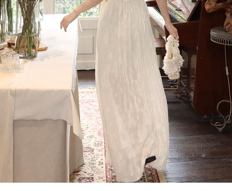 Frill Trim Cutout Slit Spaghetti Strap A-Line Dress