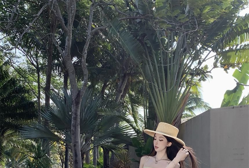 Tie Dye Slit Spaghetti Strap A-Line Maxi Dress