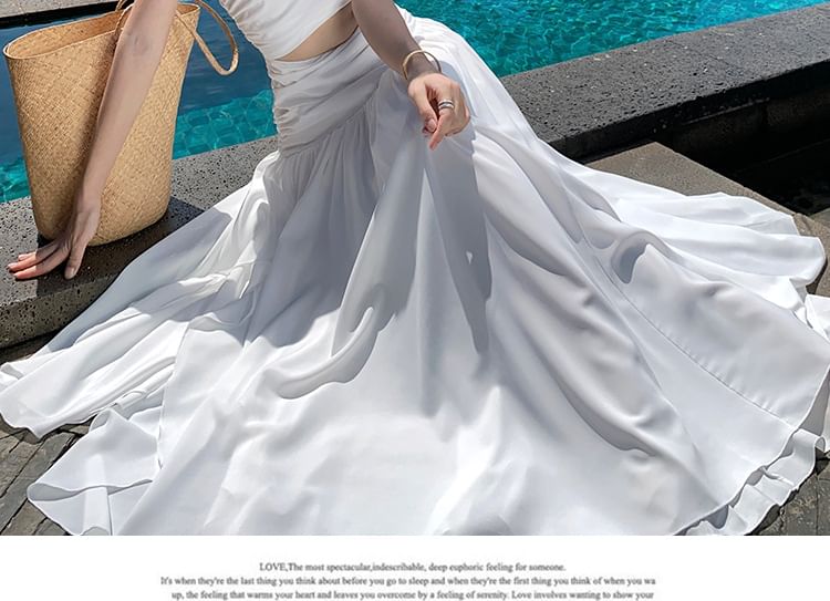 Cutout One-Shoulder Sleeveless A-Line Maxi Dress