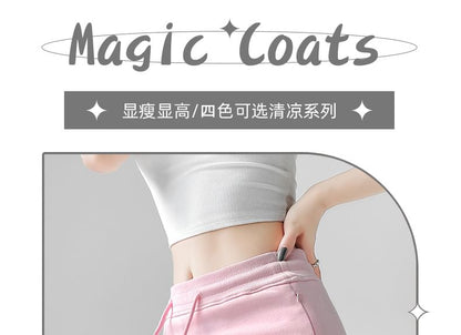 Solid Pencil Mini Skirt with Drawstring Waist