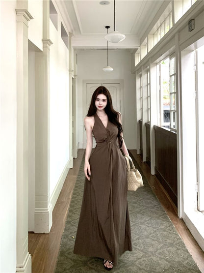 V-Neck Knot Detail Sleeveless Maxi Sundress
