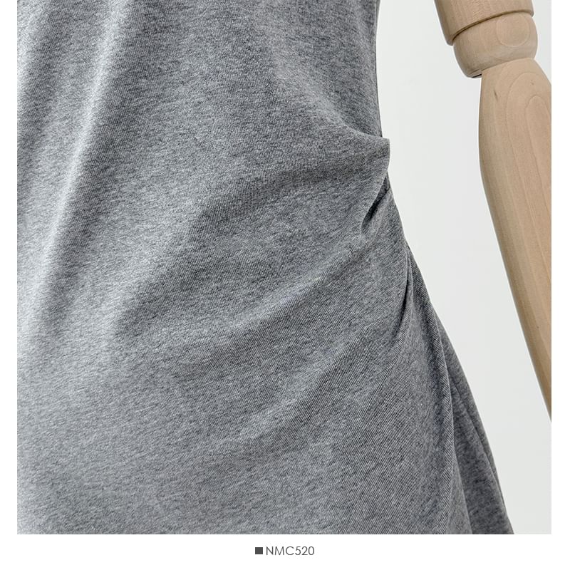 One Shoulder Sheer Panel Sleeveless Bodycon Maxi Dress