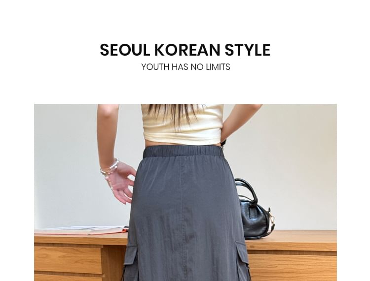 Smooth Midi A-Line Skirt with Elevated Waistband