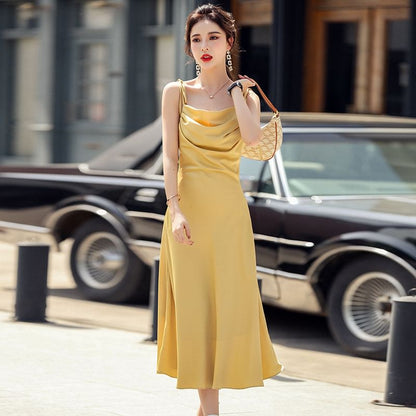 Plain Spaghetti Strap A-Line Maxi Dress