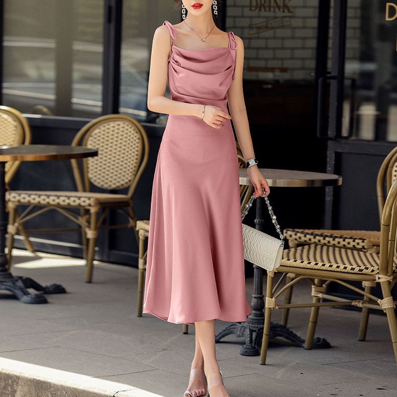 Plain Spaghetti Strap A-Line Maxi Dress