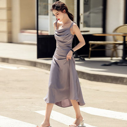 Plain Spaghetti Strap A-Line Maxi Dress