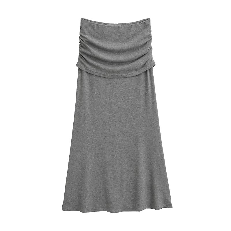 Ruched Panel Maxi Skirt with Sleek High Waist
