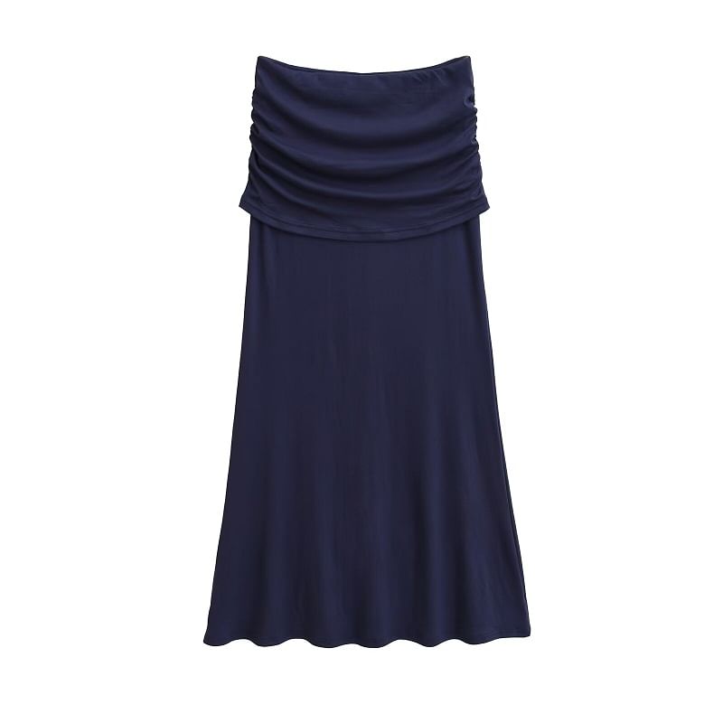 Ruched Panel Maxi Skirt with Sleek High Waist