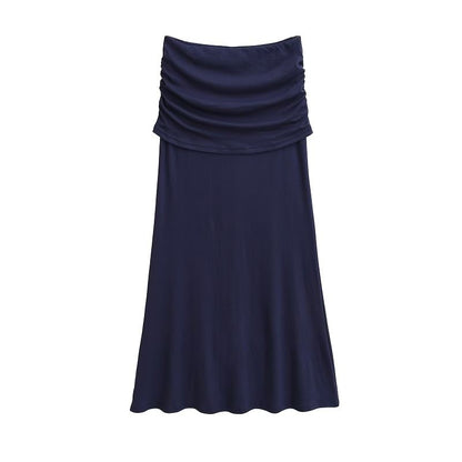 Ruched Panel Maxi Skirt with Sleek High Waist