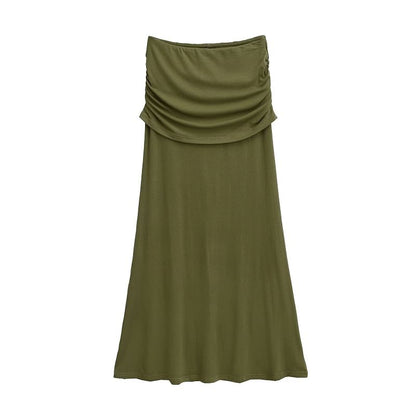 Ruched Panel Maxi Skirt with Sleek High Waist