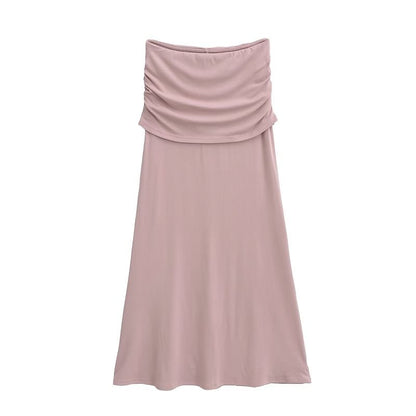 Ruched Panel Maxi Skirt with Sleek High Waist