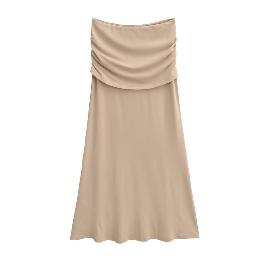 Ruched Panel Maxi Skirt with Sleek High Waist