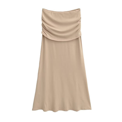 Ruched Panel Maxi Skirt with Sleek High Waist