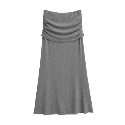 Ruched Panel Maxi Skirt with Sleek High Waist