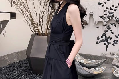 Tiered Slit V-Neck Sleeveless A-Line Maxi Dress