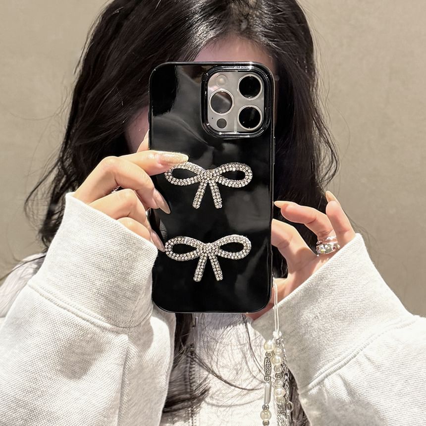 Bow Rhinestone Case Phone